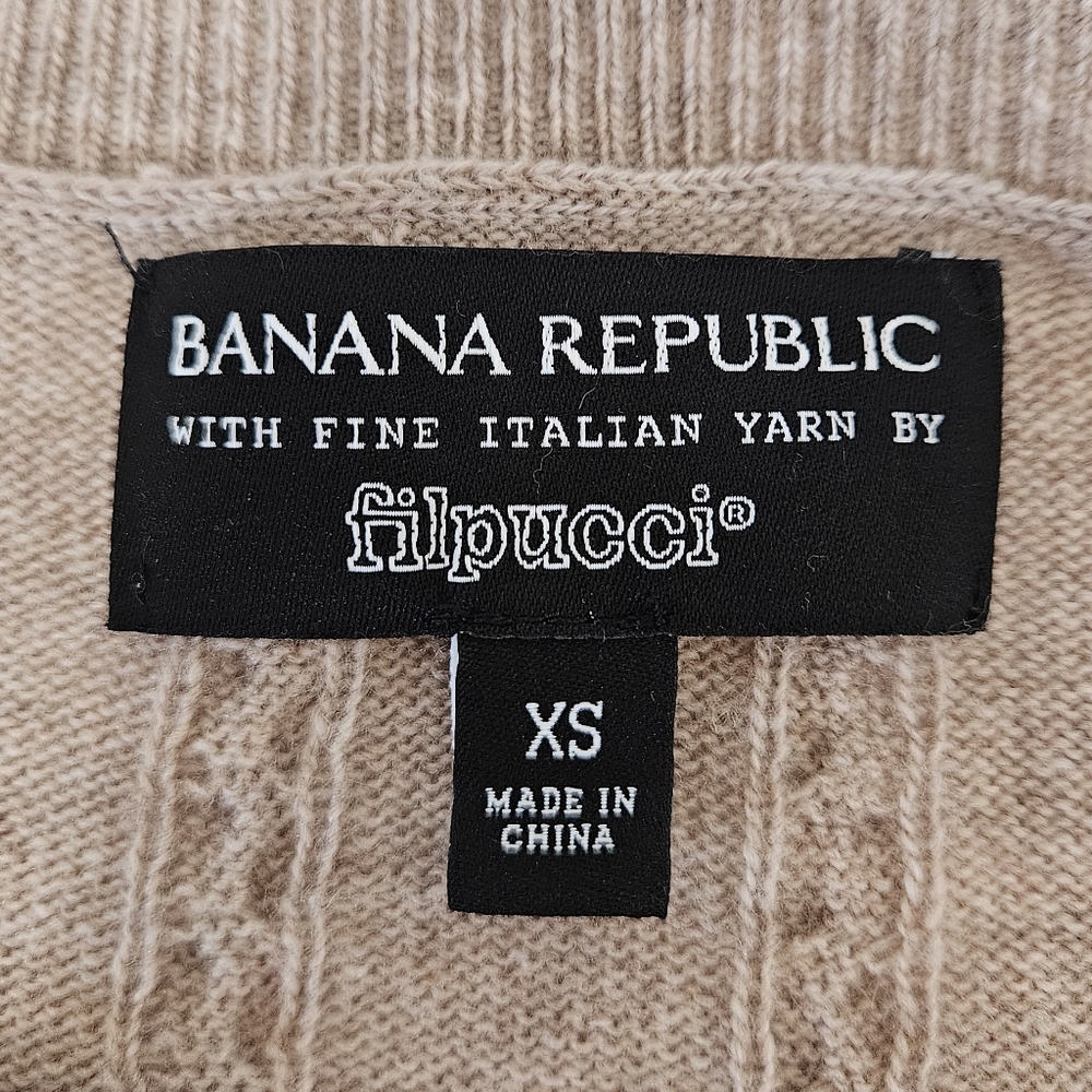 Banana Republic Italian Wool Cashmere Blend Rope Trim Sweater XS Beige - Picture 9 of 11